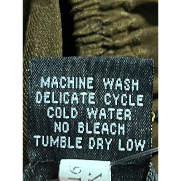 Citron Women Brown Silk Crop Plus Size Pant 1X Stretch Jacquard Bird Floral New - Picture 9 of 9